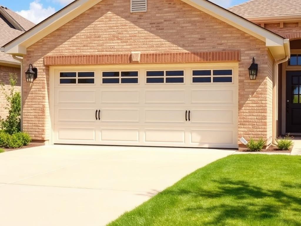 Beautiful new carriage-style garage door installed on a Texas home